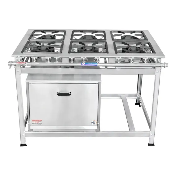 Fogão Industrial 6 Bocas Em Inox + Forno Baixa Pressão 30x30 Foto 1