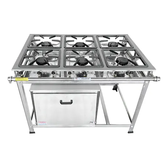 Fogão Industrial 6 Bocas Inox Alta Pressão + Forno 55 Litros Foto 1