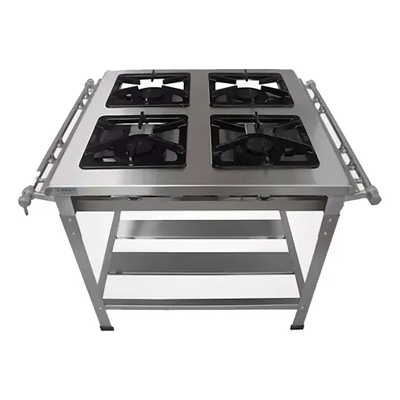 Fogão Industrial Aço Inox 304 Alta Ou Baixa Pressão 4 Bocas Cor Cinza N A Foto 1