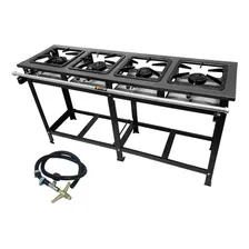 Fogão Industrial Alta Pressão 4 Bocas Em Linha Piso + Cor Preto Foto  mini 1