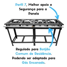 Fogão Industrial Alta Pressão 4 Bocas Em Linha Piso + Cor Preto Foto mini  3
