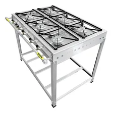 Fogão Industrial Inox 6 Bocas 30x30 Alta Pressão Caulim Gás De Cozinha Foto mini  3