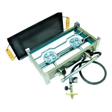Fogão Inox Fogareiro A Gás Duas Bocas + Chapa Bife E Kit Gás Foto mini 4