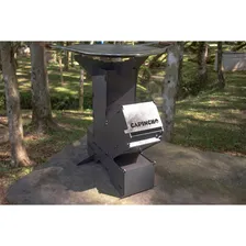 Fogareiro Portátil A Lenha Aço Carbono Rocket Stove Capincho Foto mini  3