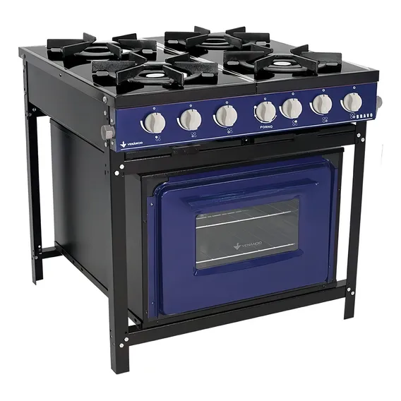 Fogão 4 Bocas Venâncio Linha Bravo Azul Com Forno Br4bfaz Foto 1