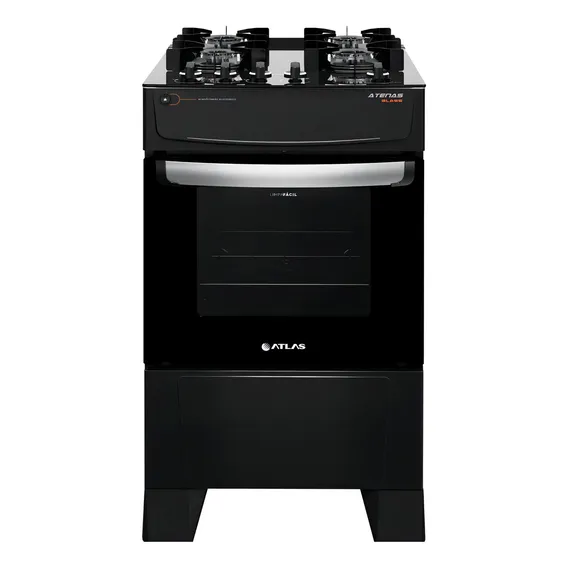 Fogão Atlas 4 Bocas Preto Acendimento Automático Bivolt Foto 1