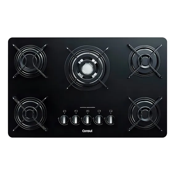 Fogão Cooktop A Gás 5 Bocas Cdd75ae Quadrichama Consul Preto Bivolt Foto 1