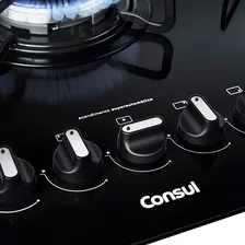 Fogão Cooktop A Gás 5 Bocas Cdd75ae Quadrichama Consul Preto Bivolt Foto mini 3