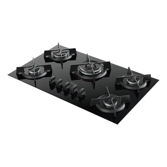 Fogão cooktop a Gás Dako fogão Cooktop embutir preto bivolt 5 queimadores Foto 1