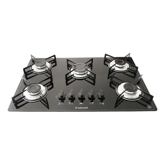 Fogão cooktop com alimentação gás - Safanelli Fogão 5 bocas cor preto - 5 queimadores Foto 1