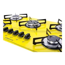 Fogão cooktop com alimentação gás - Safanelli Lines 5 bocas cor amarelo - 5 queimadores Foto mini 3