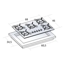 Fogão cooktop com alimentação gás - Safanelli Lines 5 bocas cor amarelo - 5 queimadores Foto mini 4