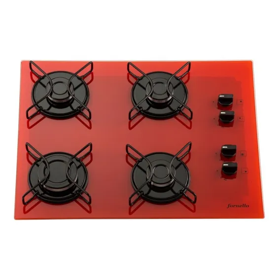 Fogão Cooktop Fornello 4 Bocas Vermelho 110V/220V Foto 1
