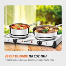 Fogão Elétrico Mondial Dual Fe-03 2 Bocas 2000w Inox Foto mini  3