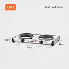 Fogão Elétrico Mondial Dual Fe-03 2 Bocas 2000w Inox Foto mini 4