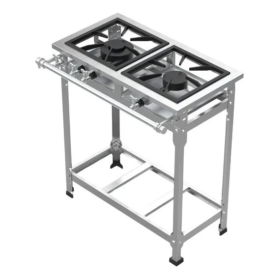Fogão Industrial 2 Bocas Bp P5 Estampado 1qs 1qd Total Inox A Gás Foto 1