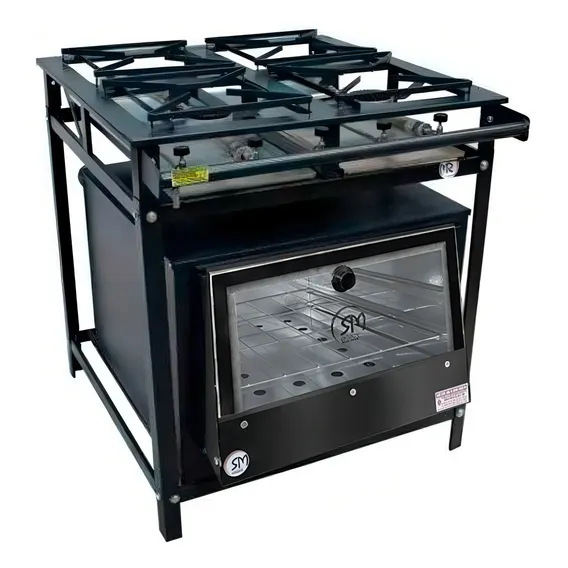 Fogão Industrial 4 Bocas 30x30 Alta Pressão Com Forno Foto 1