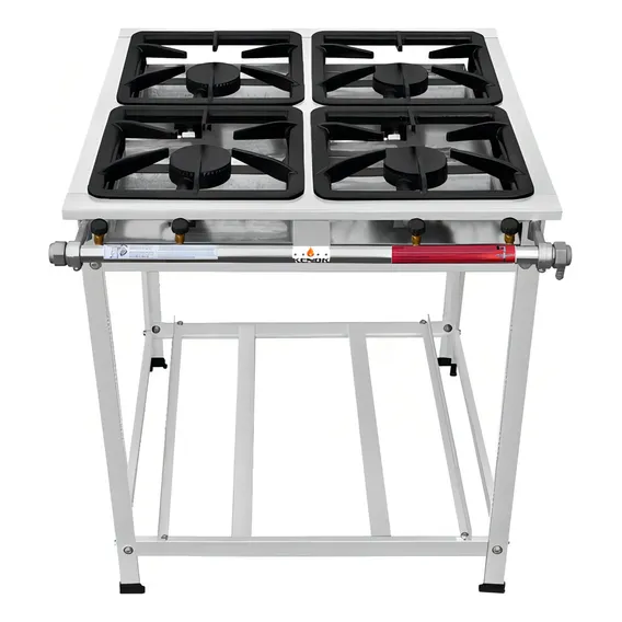 Fogão Industrial 4 Bocas 30x30 Alta Pressão Em Aço Inox 430 Cor Prateado Tipo de conexão Gás engarrafado Foto 1
