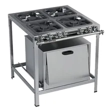 Fogão Industrial 4 Bocas 30x30 Forno Aço Inox S2020 Metalmaq Foto mini 1