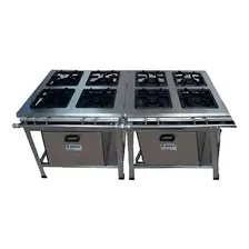Fogão Industrial 8 Bocas Extra Inox 40x40 2 Fornos Alta Ou B Na Foto mini 1