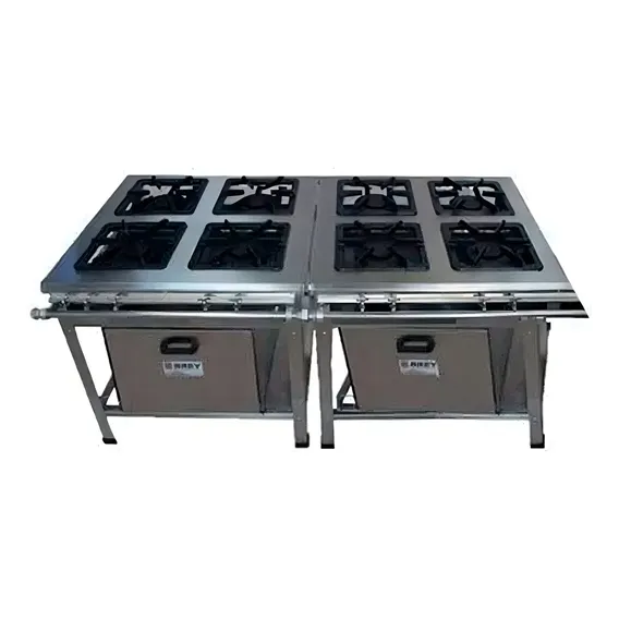 Fogão Industrial 8 Bocas Extra Inox 40x40 2 Fornos Alta Ou B Na Foto 1