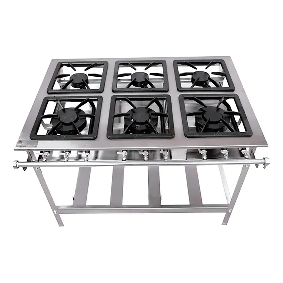 Fogão Industrial Aço Inox 430 Restaurante 6 Bocas Cor Cinza Na Foto 1