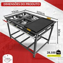Fogão Industrial Alta Pressão 4 Bocas Caulim P5 Com Chapa Bifeteira Cozinha Gourmet Foto mini 4