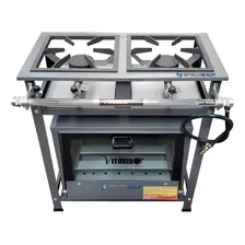 Fogão Industrial C/ Forno 2 Bocas Alta Pressão 30x30 2s Cor Cinza Foto mini 2