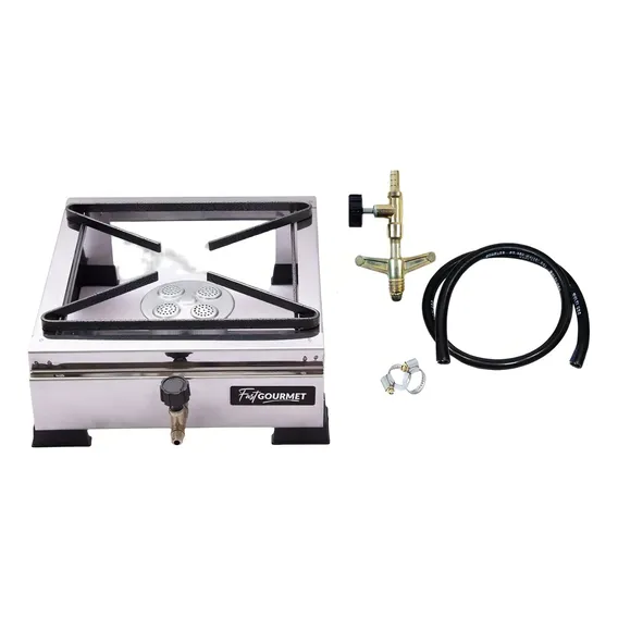 Fogão Industrial De 1 Boca Inox À Gás Alta Pressão 20x20 Foto 1