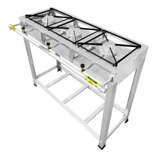 Fogão Industrial Inox Profissional 3 Bocas Caulim Gás Foto mini 2