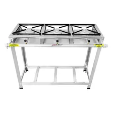 Fogão Industrial Inox Profissional 3 Bocas Caulim Gás Foto mini 1