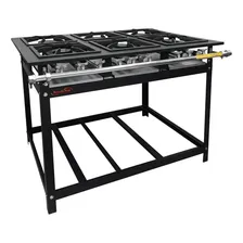 Fogão Industrial Reforçado 6 Bocas Baixa Pressão 30x30 Queimadores E Grelhas Ferro Fundido Perfil 70 Cor Preto A Gás Foto mini 1