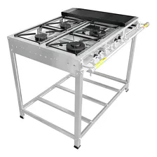 Fogão Inox Baixa Pressão Industrial Queimador Duplo A Gás Foto mini 3