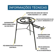 Fogão Paellera Fogareiro Paella Queimador Duplo Mangueira Cor Esmaltado Preto Foto mini 2