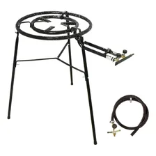 Fogão Paellera Fogareiro Paella Queimador Duplo Mangueira Cor Esmaltado Preto Foto mini 1