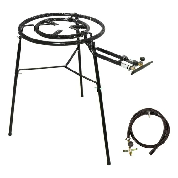 Fogão Paellera Fogareiro Paella Queimador Duplo Mangueira Cor Esmaltado Preto Foto 1