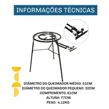 Fogão Paellera Fogareiro Paella Queimador Duplo Mangueira Cor Esmaltado Preto Foto mini 3