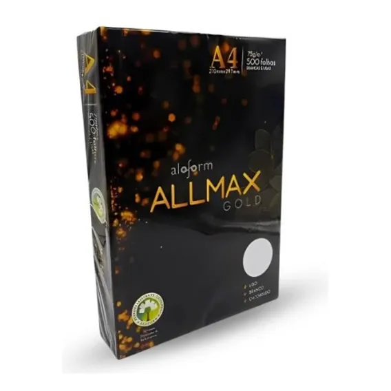 Folha Papel A4 Sulfite Branco Pacote 500 Fls Allmax Gold Foto 1