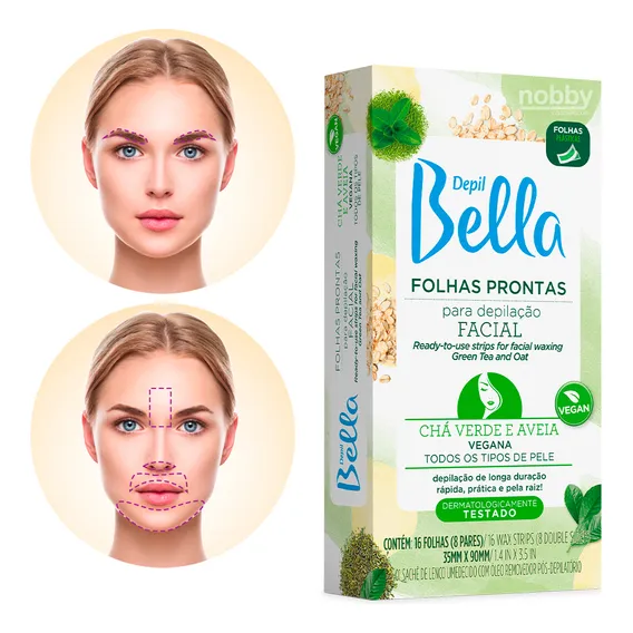 Folhas Prontas Facial Depil Bella 16 Folhas Foto 1