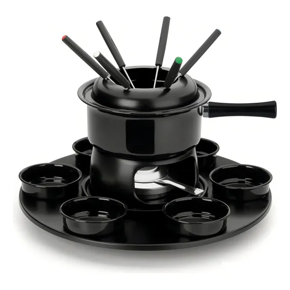 Fondue Carroussel Lugano Panela Preta 17 Peças Forma Inox Foto 1