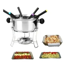 Fondue completo kit 10 peças em inox com panela giratória Foto mini 2
