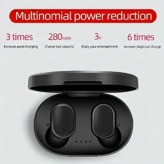Fone Airdots Bluetooth 5.0 A6s Mipods - Preto Foto 1
