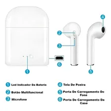 Fone De Ouvido Branco Bluetooth Sem Fio TWS i7s Foto mini 4