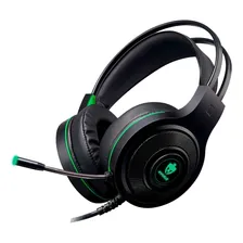 Fone de ouvido over-ear gamer Evolut Têmis EG301 preto e verde com luz LED Foto mini 1