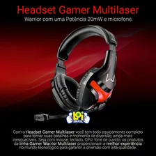 Fone de ouvido over-ear gamer Warrior Harve PH101 com luz LED Foto mini 3