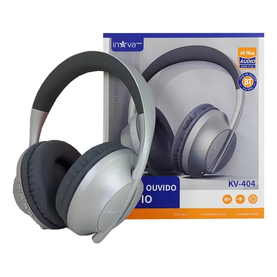 Fone De Ouvido Sem Fio Bluetooth Headset Wireless Cor Cinza Foto 1