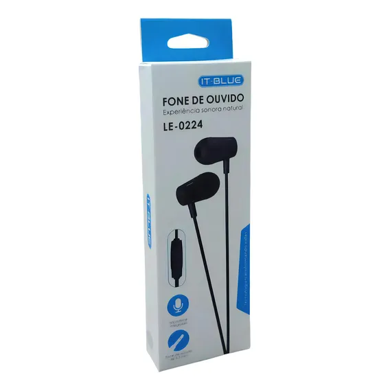Fone Ouvido Microfone Intraauricular Le-0223 Preto/azul Foto 1