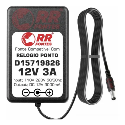 Fonte 12v 3a Para Relogio Ponto Dimep Printpoint 3 D15719826 Foto 1