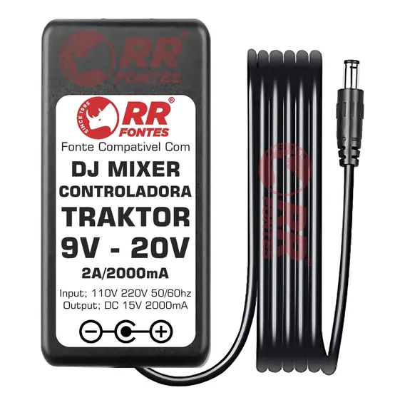 Fonte 9v-20v Para Controladora Traktor Kontrol S88 S61 S49 Cor Preto Foto 1