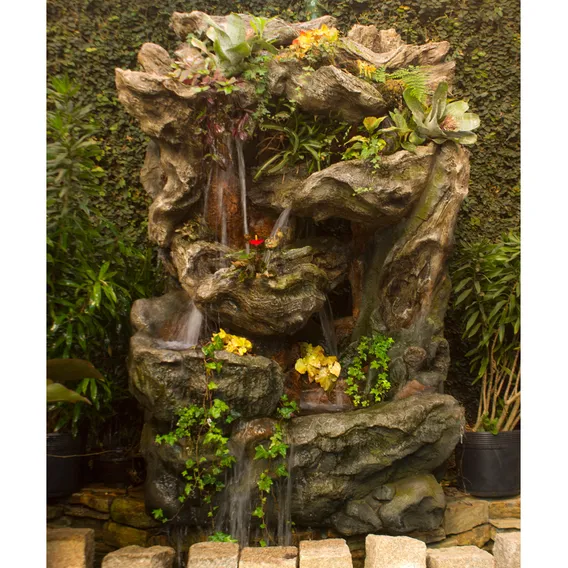 Fonte Água Cascata Decorativa Grande Luz Led Oriental Foto 1